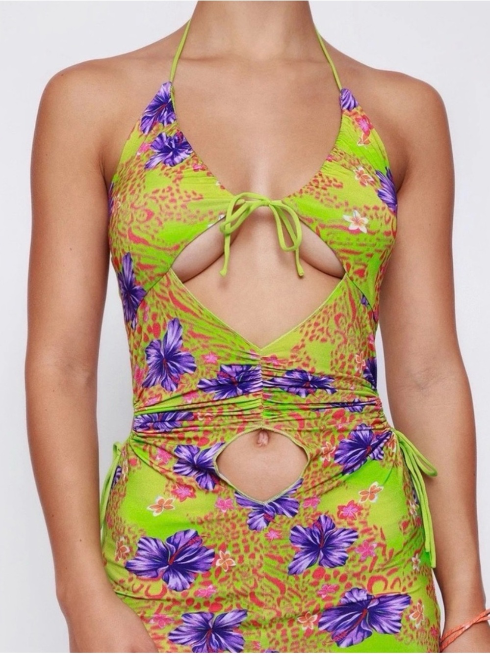 I.Am.Gia Svana mini dress Size Small in Green S Cutout Neon